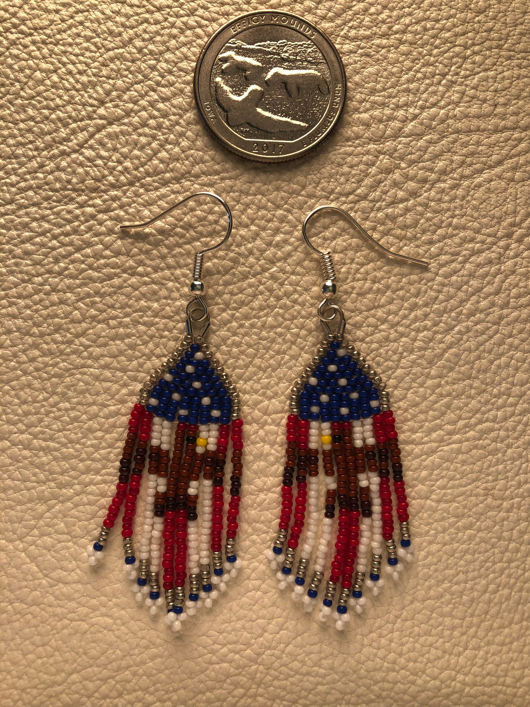 Beaded Patriotic Eagle Flag Earrings